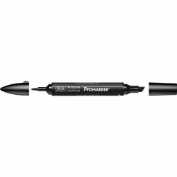 Winsor & Newton 0203030, Nero, Nero, Black, Fine/Medio, Punta a scalpello/proiettile, Rotondo