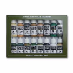 Vallejo 70.109, 17 ml, Nero, Marrone, Carne, Verde, Grigio, Oliva, Sabbia, Bianco, Opaco, Bottiglia