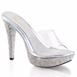 Pleaser Shoes Cocktail-501DM, Femmina, Adulto, Argento, Trasparente, 12,7 cm, Moda