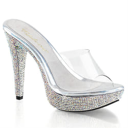 Pleaser Shoes Cocktail-501DM Femmina Argento, Trasparente