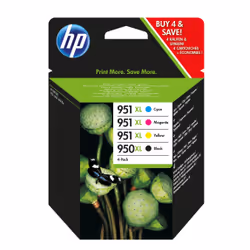 HP 950XL High Yield Black/951XL High Yield Cyan/Magenta/Yellow 4-pack Original Ink Cartridges, Resa elevata (XL), Nero, Ciano ...