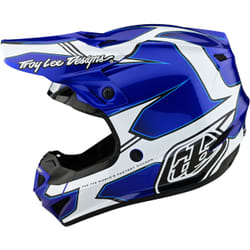 Troy Lee Designs SE4 Polyacrylite Matrix MIPS Casco da motocross, blu-argento, dimensione L per uomo
