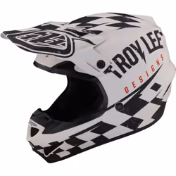Troy Lee Designs SE4 Polyacrylite Race Shop MIPS Casco da motocross, nero-bianco, dimensione S per uomo