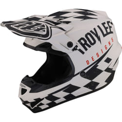Troy Lee Designs SE4 Polyacrylite Race Shop MIPS Casco da motocross, nero-bianco, dimensione XL per uomo