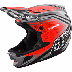 Troy Lee Designs D4 Carbon MIPS SRAM Casco da discesa, nero-grigio-rosso, dimensione XL per uomo
