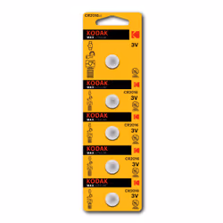 Kodak CR2016, Batteria monouso, CR2016, Lithium-Manganese Dioxide (LiMnO2), 3 V, 5 pz, 90 mAh