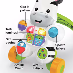 Mattel Zebra Primi Passi Spingibile, Giocattolo Elettronico Educativo con Musica e Suoni, per Bambini di 6 + Mesi - Vista aggiuntiva 7