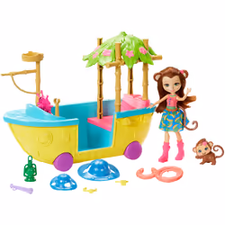 Games Enchantimals, Nave della Giungla, Playset con Barca, Bambola e Accessori, GFN58, Azione/Avventura, Enchantimals, 4 anno ...