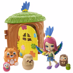 Enchantimals Peeki Parrot Tree Hut, Mini bambola, Femmina, 4 anno/i, Ragazza, 90 mm, Multicolore