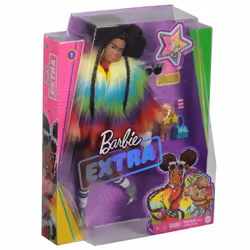 Barbie Extra Doll #1 in Rainbow Coat with Pet Poodle