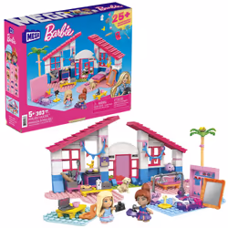 MEGA Barbie Casa di Malibu con le 2 micro-bambole, un adorabile cucciolo e tanti accessori, set da costruzione, Giocattolo per Bambini 5+ Anni - Vista aggiuntiva 4