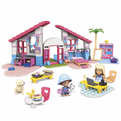 MEGA Barbie Casa di Malibu con le 2 micro-bambole, un adorabile cucciolo e tanti accessori, set da costruzione, Giocattolo per Bambini 5+ Anni - Vista aggiuntiva 5