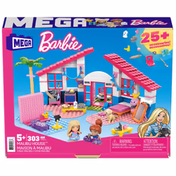 MEGA Barbie Casa di Malibu con le 2 micro-bambole, un adorabile cucciolo e tanti accessori, set da costruzione, Giocattolo per Bambini 5+ Anni - Vista aggiuntiva 6