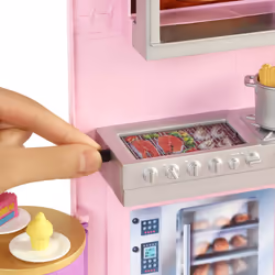 Barbie Playset Il Ristorante con Oltre 30 Accessori da Cucina e 6 Aree da Gioco, Bambola non Inclusa, Giocattolo per Bambini 3+Anni