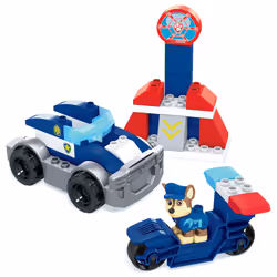 MEGA BLOKS PAW Patrol Auto di Pattuglia di Chase con Personaggio Chase Articolato e 30 Mini Blocchi da Costruzione, Giocattolo per Bambini 3+Anni