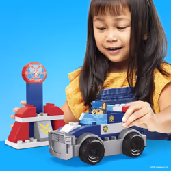 MEGA BLOKS PAW Patrol Auto di Pattuglia di Chase con Personaggio Chase Articolato e 30 Mini Blocchi da Costruzione, Giocattolo per Bambini 3+Anni