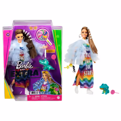 Barbie Extra ​ - Bambola mora con capelli lunghi e articolazioni flessibili, con giacca blu e cucciolo di coccodrillo; per bambini 3+ anni - Vista aggiuntiva 7