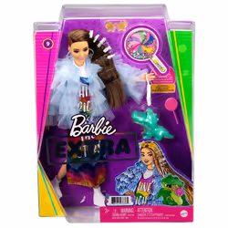 Barbie Extra ​ - Bambola mora con capelli lunghi e articolazioni flessibili, con giacca blu e cucciolo di coccodrillo; per bambini 3+ anni - Vista aggiuntiva 8