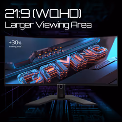 GIGABYTE GS34WQC 34" Monitor da Gioco Curvo WQHD - 3440 x 1440, 1500R, 300Hz, 1ms, 250 cd/m², FreeSync Premium, HDR Ready, HDMI 2.0, Displayport 1.4 - Vista aggiuntiva 8