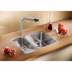 BLANCO Andano 340/180-IF, Lavello montato su piano, Rettangolare, Acciaio inox, Acciaio inox, 2 ciotole, Rettangolare
