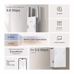TP-Link BE3600 Ricevitore e trasmettitore di rete Bianco 2500 Mbit/s - Vista aggiuntiva 7