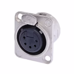 Neutrik NTR-NC5FDL1, XLR, Nero, Argento, Ottone, Nichel, Poliammide, Acciaio, Zinco acciaio, Nichel, UL, UL 94 HB, EC 61076-2 ...