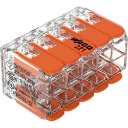 Wago - 221-420-15 221 Morsetto flessibile: 0.14-4 mm² rigido: 0.2-4 mm² Numero Poli (num): 10 15 pz. Trasparente, Arancio