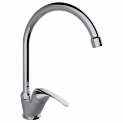 Miscelatore lavabo con bocca alta della serie Fast di Idro Bric, caratterizzato da una finitura cromata lucida e un design el ...