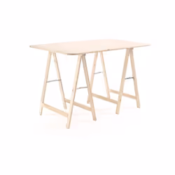 TAVOLO CON PIANO IN LEGNO DI ABETE CON PROFILO ARROTONDATO, SPESSORE DI 1,8CM E COMPLETO DI DUE CAVALLETTI IN ABETE RICHIUDIB ...
