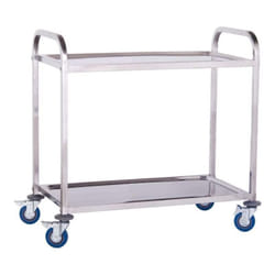 Helloshop26 - Carrello di servizio professionale 101 x 55 cm acciaio inox temprato 2 livelli max 160 kg