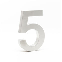Helloshop26 - Targa civica '5' in acciaio inox 20 cm materiale di montaggio arial 3D