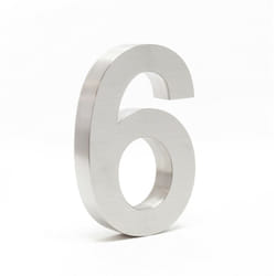 Helloshop26 - Targa civica '6' in acciaio inox 20 cm materiale di montaggio arial 3D