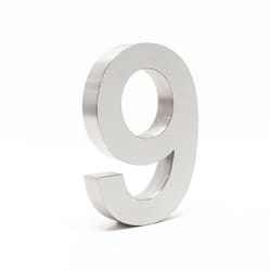 Helloshop26 - Targa civica '9' in acciaio inox 20 cm materiale di montaggio arial 3D