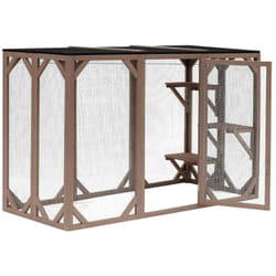 Recinto da esterno per gatti, legno resistente, 180 cm, 3 aree di riposo