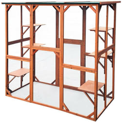 Recinto da esterno per gatti, legno resistente 180x88x169cm 6 aree di riposo