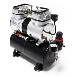 Helloshop26 - Compressore per aerografo bicilindrico con serbatoio a spegnimento automatico