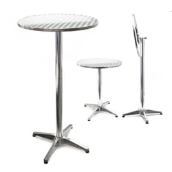Helloshop26 - Tavolo alto da bistrò bar in alluminio pieghevole regolazione altezza 74/114cm diametro 60 cm soggiorno