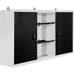 Armadietto da parete grigio per officina, scaffale per attrezzi, 120 cm, bianco nero