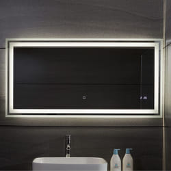 Helloshop26 - Specchio da bagno led touch wall 3 in 1 illuminazione bianca calda fredda neutra antiappannamento orologio digitale specchio cosmetico