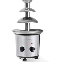 Fontana di cioccolato 275 watt 3 stadi capacità 1 kg elettrica 39 cm acciaio inox lavabile in lavastoviglie fonduta di cioccolato alla frutta