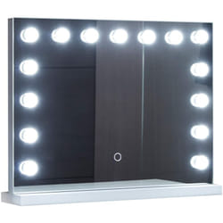 Helloshop26 - Specchio per il trucco di Hollywood con 15 lampadine led dimmerabili touch 3 in 1 illuminazione da tavolo/specchio da parete bianco