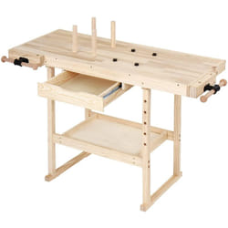 Helloshop26 - Banco da lavoro da officina in legno di pino con cassetto e ripiano portata massima 200 kg Banco da lavoro da banco da 127 cm Falegname