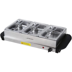 Helloshop26 - Scaldavivande elettrico in acciaio inox mantenimento temperatura coperchi trasparenti Scaldavivande scalda buffet da 3 x 1,5 l