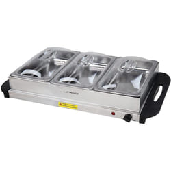 Helloshop26 - Scaldavivande elettrico 3x2,5 litri in acciaio inox mantenimento temperatura coperchi trasparenti scaldavivande scaldavivande