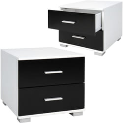Helloshop26 - Set di 2 comodini con 2 cassetti in mdf melaminico comodino bianco e nero per camera da letto