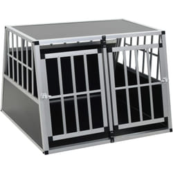 Helloshop26 - Gabbia per cani a doppia porta 94 x 88 x 69 cm in alluminio e mdf nero