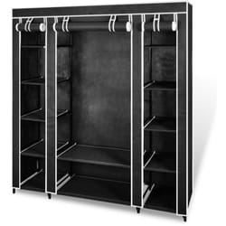 Helloshop26 - Armadio armadi mensola in tessuto non tessuto nero altezza 180 cm ingresso cameretta campeggio re camping