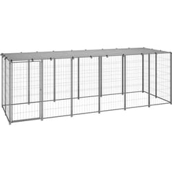 Helloshop26 - Cuccia da esterno gabbia recinto per animali box per cani argento 330 x 110 x 110 cm in acciaio