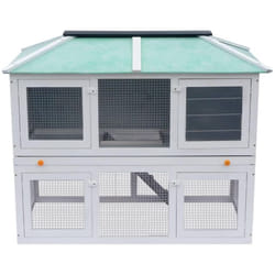 Helloshop26 - Gabbia doppia per animali 130 x 68 x 105 cm in legno verde bianco