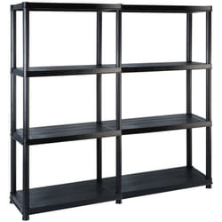 Scaffale portaoggetti libreria con 4 livelli 130 cm in plastica nera